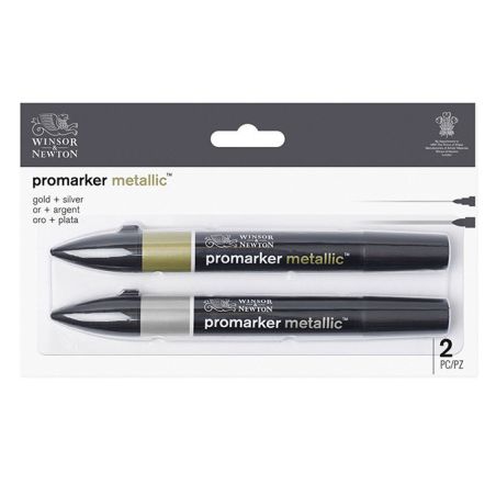 SET 2 PROMARKER METALIC OR ET ARGENT