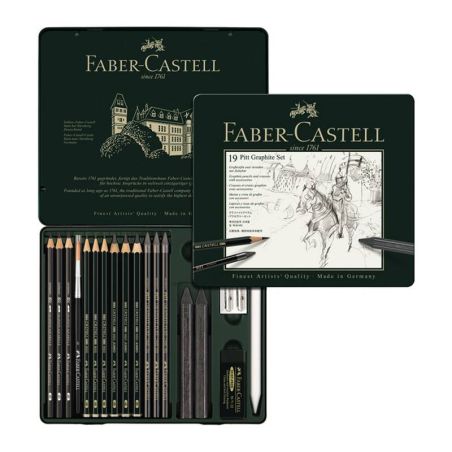 BOITE METAL PITT GRAPHITE x19 FABER CASTELL