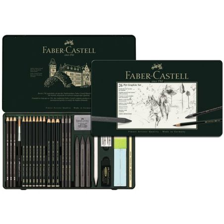 BOITE METAL PITT GRAPHITE x26 FABER CASTELL