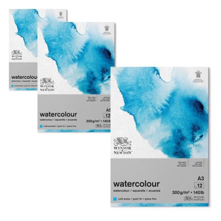 BLOC PAPIER AQUARELLE GRAIN FIN 300G 12 FEUILLES WINSOR&NEWTON