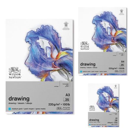 BLOC PAPIER DESSIN GRAIN MOYEN 220G 25 FEUILLES WINSOR&NEWTON