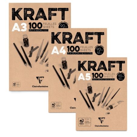 CLAIREFONTAINE - BLOC KRAFT BRUN 90G