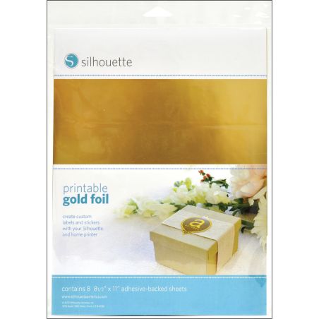 SILHOUETTE PAPIER ADHESIF IMPRIMABLE OR 8 FEUILLES