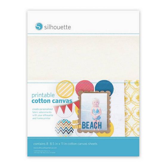 SILHOUETTE TOILE DE COTON IMPRIMABLE ADHESIVE 8 FEUILLES21,6X28CM IM#3148