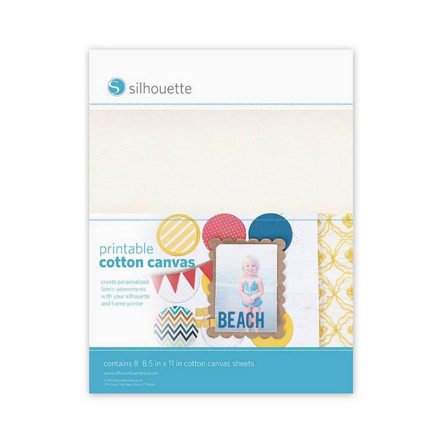 SILHOUETTE TOILE DE COTON IMPRIMABLE ADHESIVE 8 FEUILLES21,6X28CM IM#3148