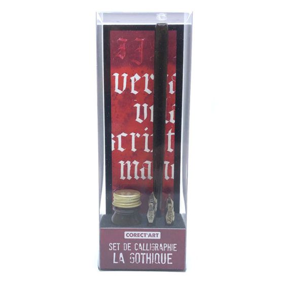 SET CALLIGRAPHIE GOTHIQUE AVEC 4 PLUMES ASSORTIES IM#3184