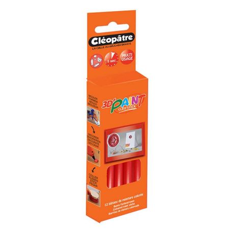 12 BATONS DE PEINTURE ROUGE CLEO STICK 3D