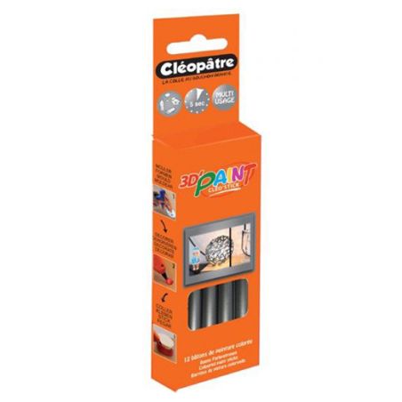 12 BATONS DE PEINTURE ARGENT CLEO STICK 3D