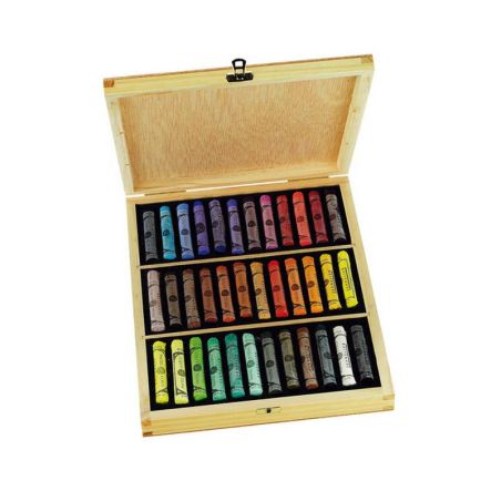 COFFRET BOIS PASTEL ECU 36 PASTELS