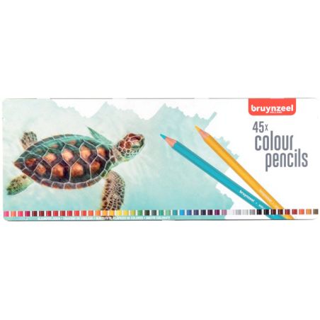 BOITE METAL 45 CRAYONS COULEURS - TORTUE