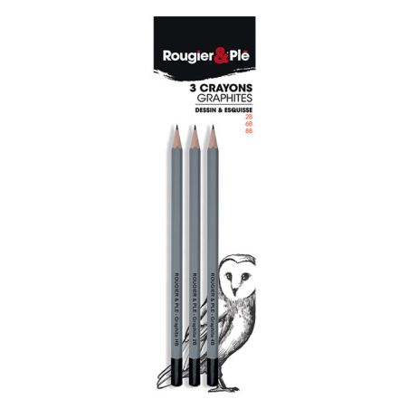 3 CRAYONS GRAPHITE ROUGIER&PLE 2B/6B/8B