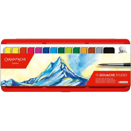 BOITE METAL GOUACHE STUDIO CARAN D'ACHE  15 PCS