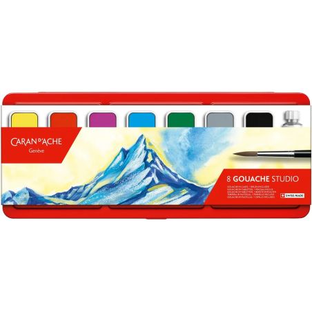 BOITE METAL GOUACHE STUDIO CARAN D'ACHE  8 PCS