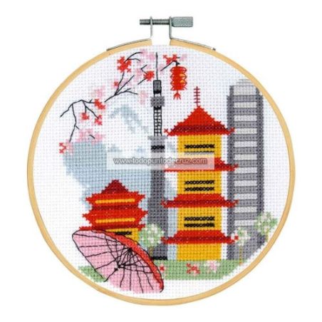 KIT DE BRODERIE POINT DE CROIX TOKYO