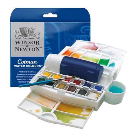 BOITE AQUARELLE FIELD PLUS COTMAN 12 DEMI-GODETS