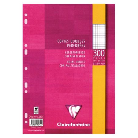 CLAIREFONTAINE 300 COPIES DOUBLES PERFOREES PETITS CARREAUX A4