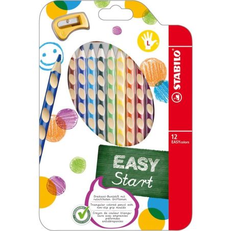 STABILO EASY COLORS START  POCHETTE 12 CRAYONS POUR GAUCHER