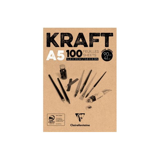 CLAIREFONTAINE - BLOC KRAFT BRUN 90G Dimension:A5IM#5691