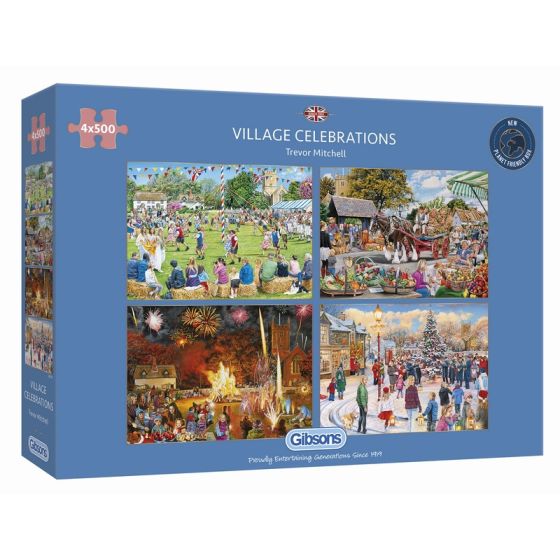 PUZZLE - GIBSONS - VILLAGE CELEBRATIONS4X500 PIECES IM#5928