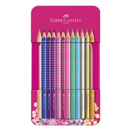 BOITE METAL DE 12 CRAYONS SPARKLE - FABER CASTELL