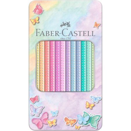 BOITE METAL DE 12 CRAYONS SPARKLE COULEURS PASTEL - FABER CASTELL