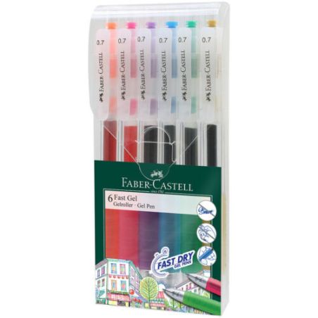 SET DE 6 STYLOS FAST GEL 0.7 - FABER CASTELL