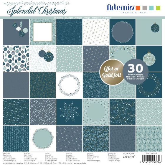 BLOC 30 FEUILLES ARTEMIO 170G  "SPLENDID XMAS" 30X30CM IM#6461