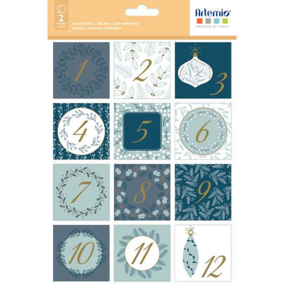 ARTEMIO STICKERS CARRES POUR CALENDRIER DE L'AVENT - SPLENDID CHRISTMAS IM#6470