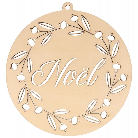 MEDAILLON EN BOIS A SUSPENDRE NOEL "SPLENDID CHRISTMAS" IM#6482