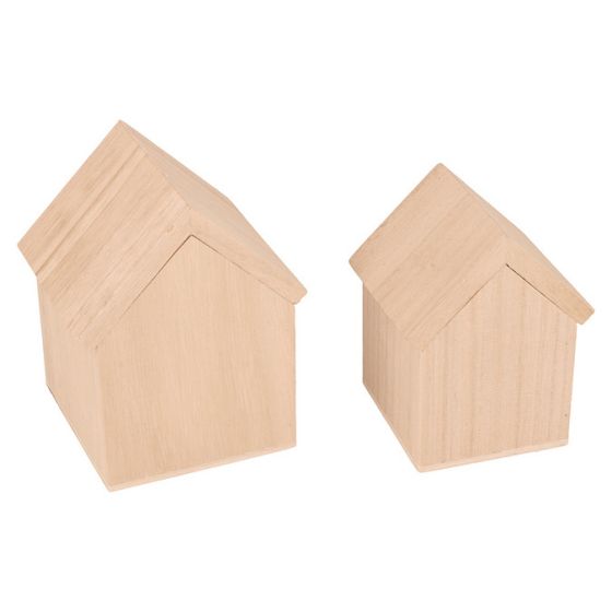 LOT DE 2 BOITES EN BOIS EN FORME DE MAISON ARTEMIO IM#6513