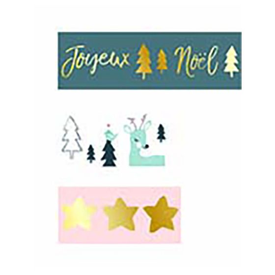 WASHI TAPE DE NOEL AVEC FOIL  DORE 1,5CMX5M 3 PIECES IM#6532