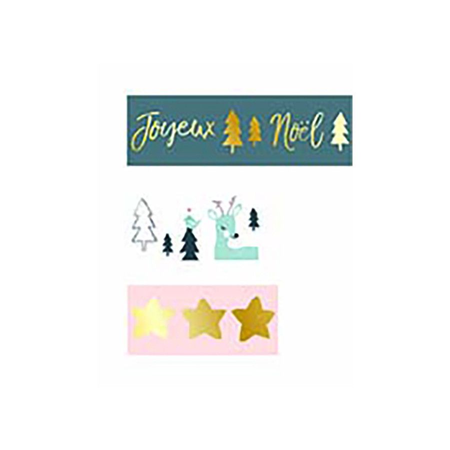 WASHI TAPE DE NOEL AVEC FOIL  DORE 1,5CMX5M 3 PIECES IM#6532