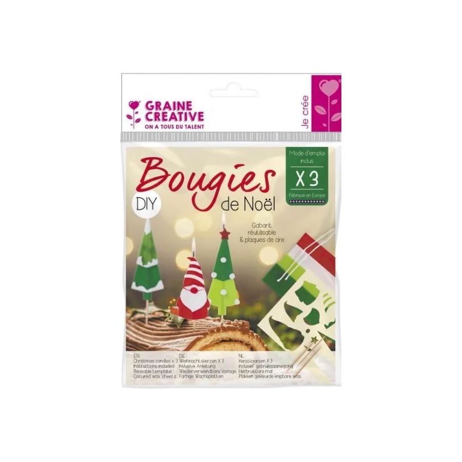 KIT 3 BOUGIES FESTIVES NOEL IM#6568