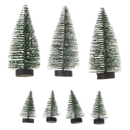 BOITE DE 7 PIECES DECO SAPINS ENNEIGES 5CM X 4 PIECES/10CM X 3 PIECES