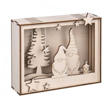 KIT EN BOIS CADRE A MOTIFS LUTINS 15,5 X 3,8 X 12,5 CM 16 PIECES