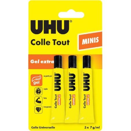 UHU LOT DE GEL EXTRA 3X7ML    TUBES ALUMINIUM