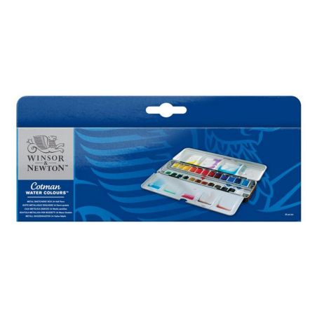 AQUARELLE FINE COTMAN 24 DEMI GODETS BOITE EN METAL