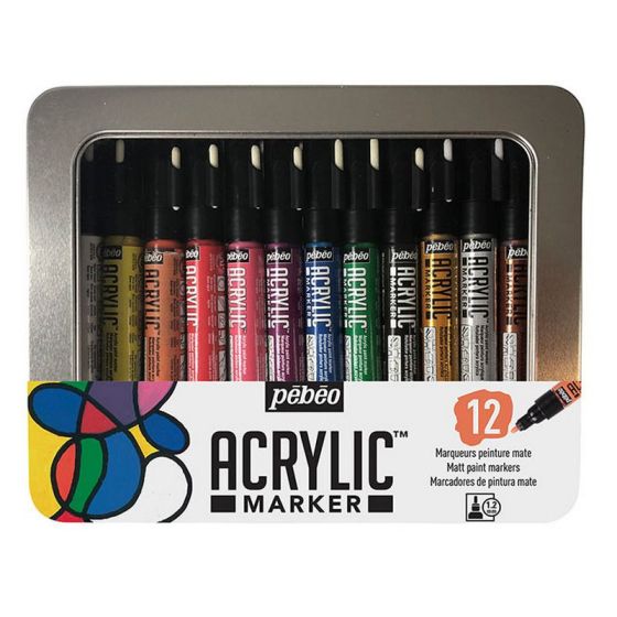 PEBEO MARQUEUR ACRYLIQUE 1,2MMPERMANENT 12 COULEURS IM#6683