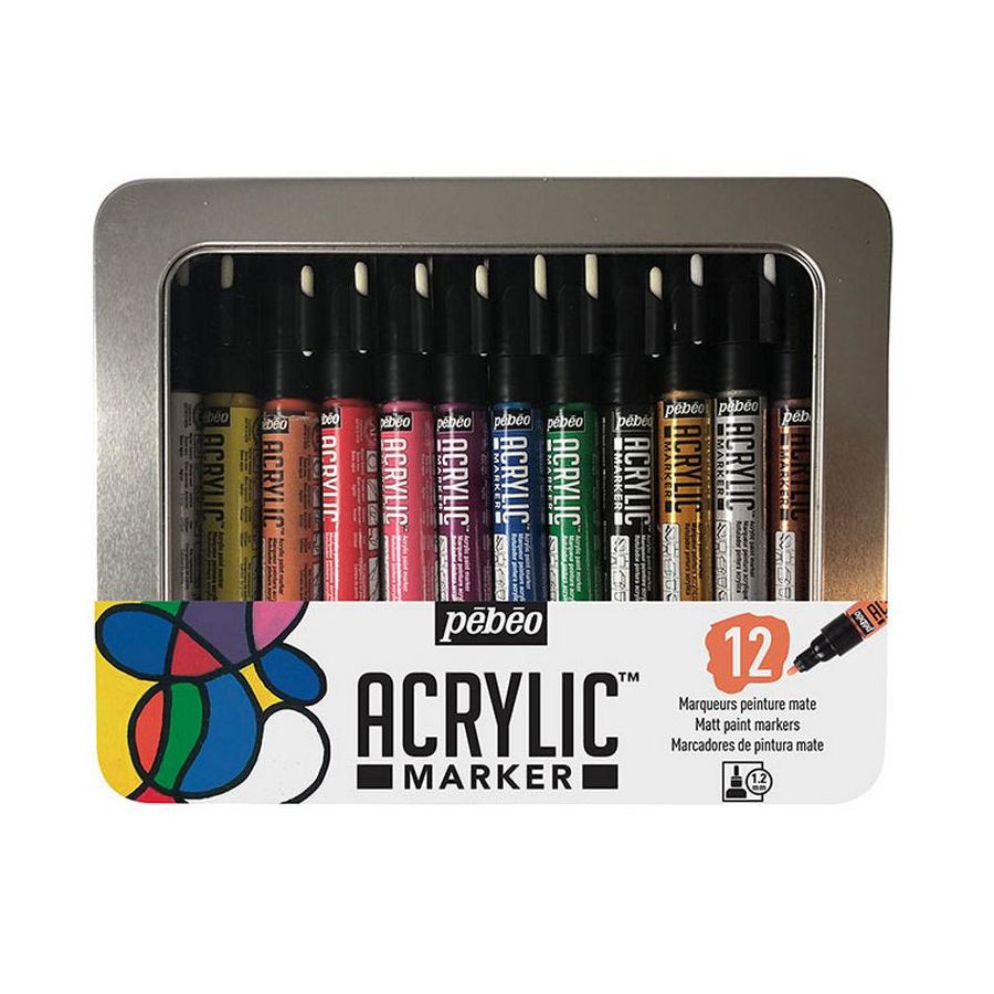 PEBEO MARQUEUR ACRYLIQUE 1,2MMPERMANENT 12 COULEURS IM#6683