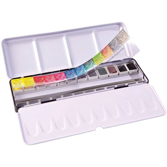 BOITE METAL AQUARELLE EXTRA   FINE 12 DEMI GODETS IM#6687