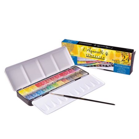 BOITE EN METAL AQUARELLE EXTRA-FINE 24 DEMI-GODETS