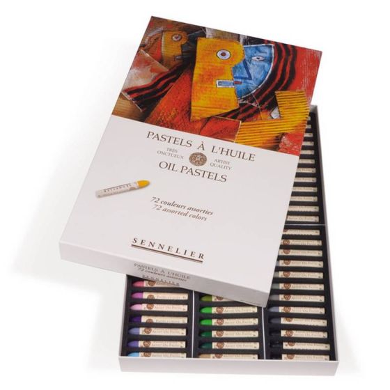 BOITE CARTON PASTEL A HUILE   UNIVERSEL 72 PASTELS IM#6691