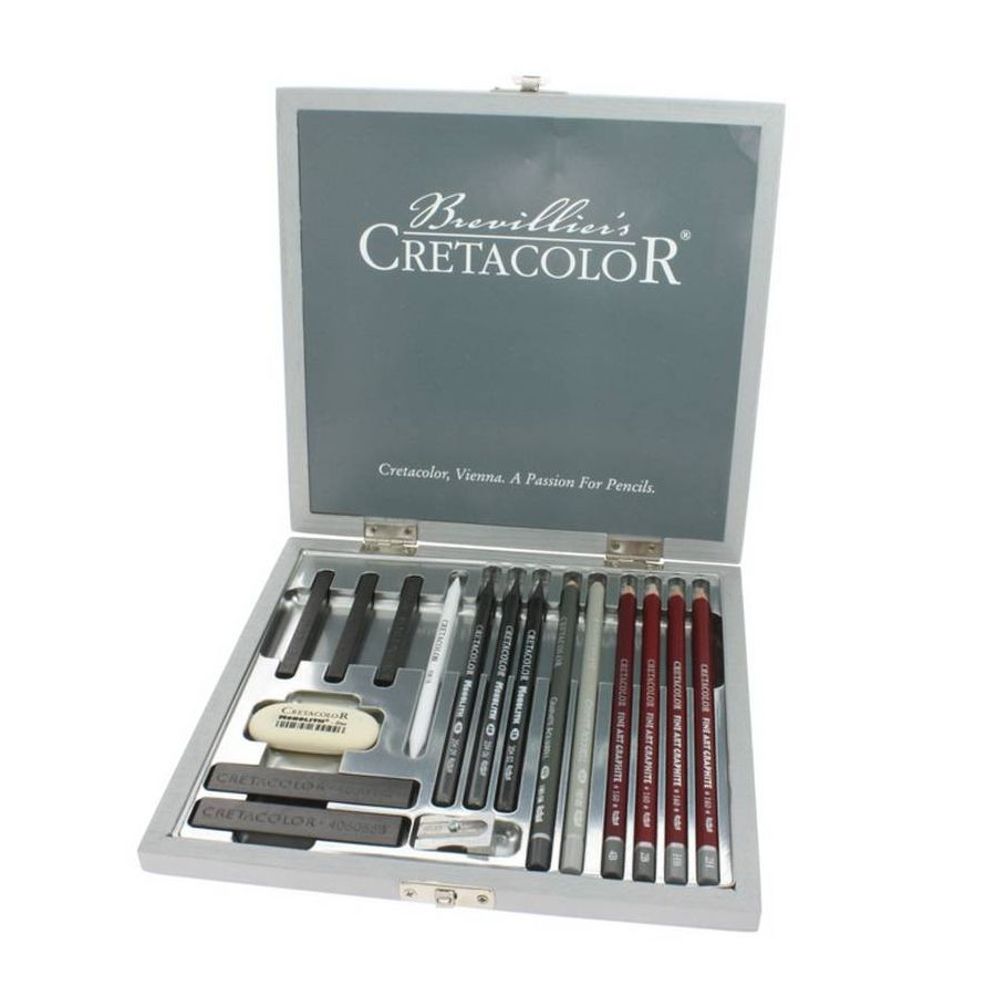 COFFRET BOIS CRETACOLOR       CRAYONS SILVER BOX IM#6692