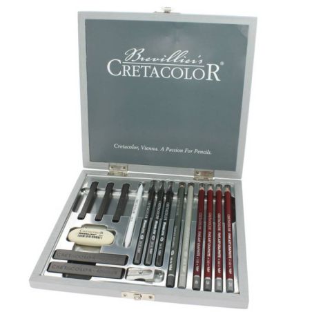 COFFRET EN BOIS CRETACOLOR CRAYONS SILVER BOX