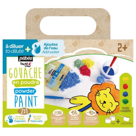 PEBEO SET GOUACHE EN POUDRE 4X100G + ACCESSOIRES