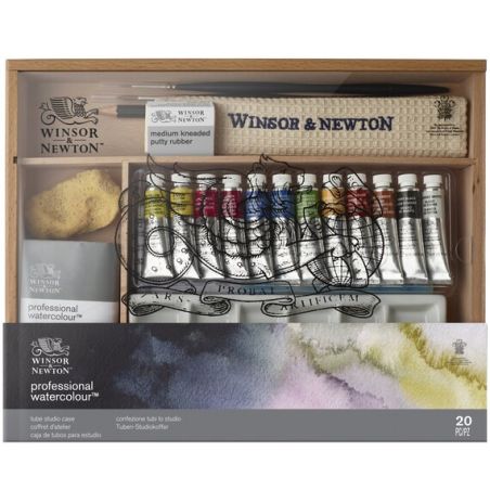 W&N PROFESSIONAL WATERCOLOUR COFFRET ATELIER 20 PIECES