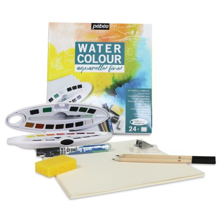 PEBEO AQUARELLE FINE 24 DEMI-GODETS + DRAWING GUM OFFERT