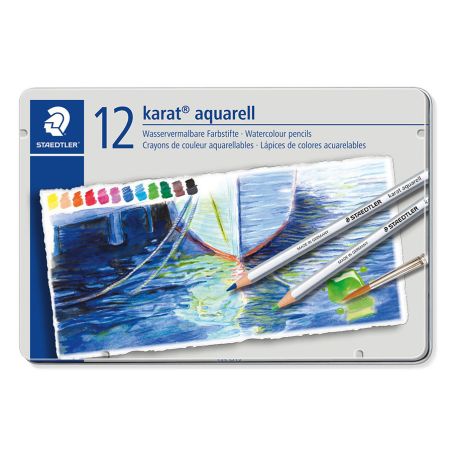 BOITE METAL 12 CRAYONS DE COULEUR AQUARELLABLES KARAT STAEDTLER