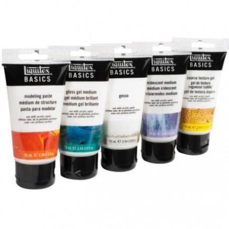 SET 5 BASICS MEDIUMS ACRYLIQUE 75ML LIQUITEX