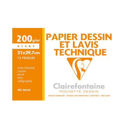 PAPIER DESSIN TECH 200G 21x29,7 12F